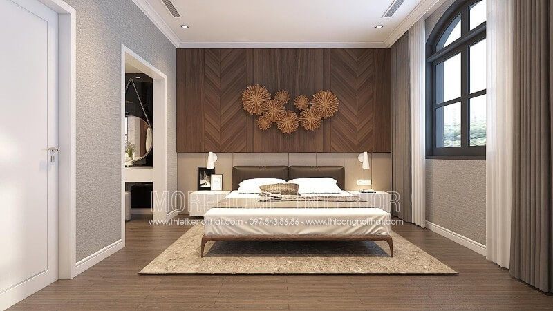 Nếu bạn là người yêu thích sự đơn giản, thanh lịch thì bạn có thể lựa chọn mẫu giường ngủ gỗ óc chó hiện đại đơn giản này.