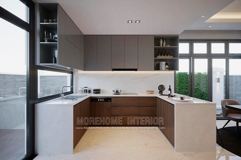 Đá ốp bếp vân mây